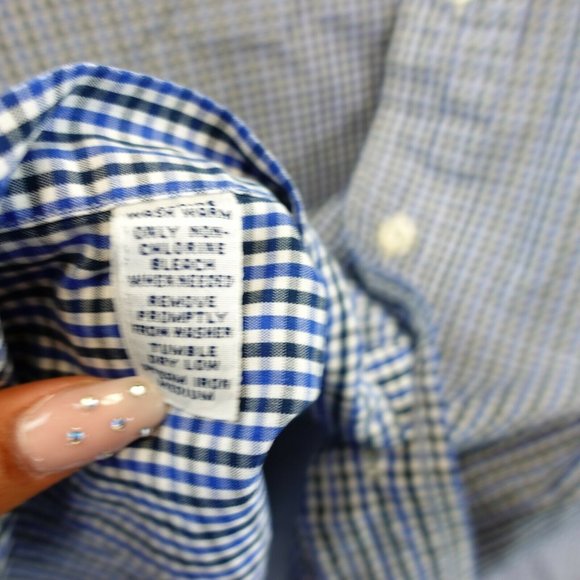 VINTAGE RALPH LAUREN MADE IN HONG KONG‎ Men's Blue Dress Shirt LARGE Button Down - Picture 8 of 8